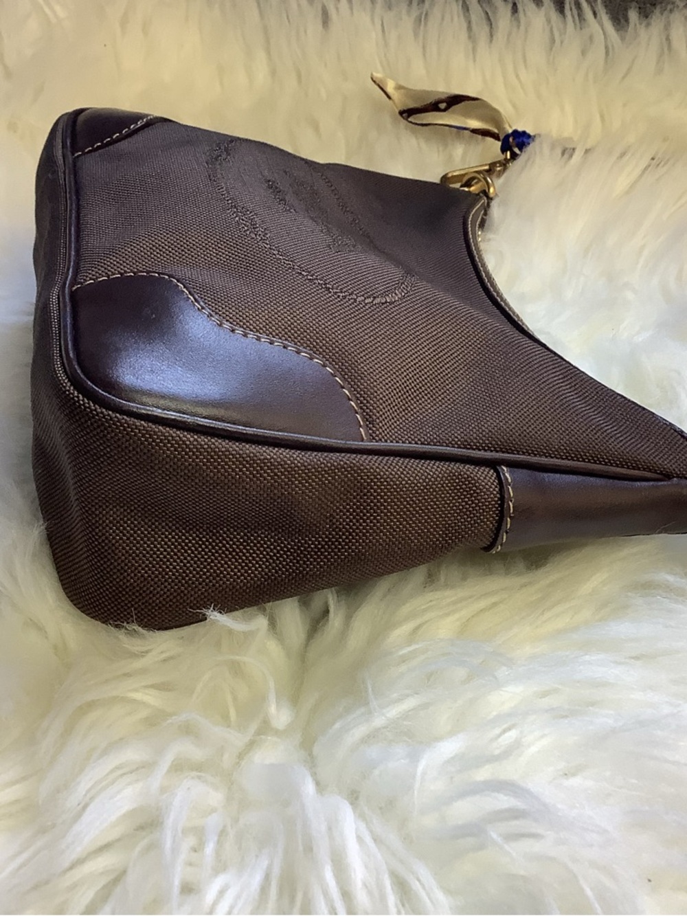 Prada Brown Logo Jacquard Mini Hobo bag - Picture 4 of 15